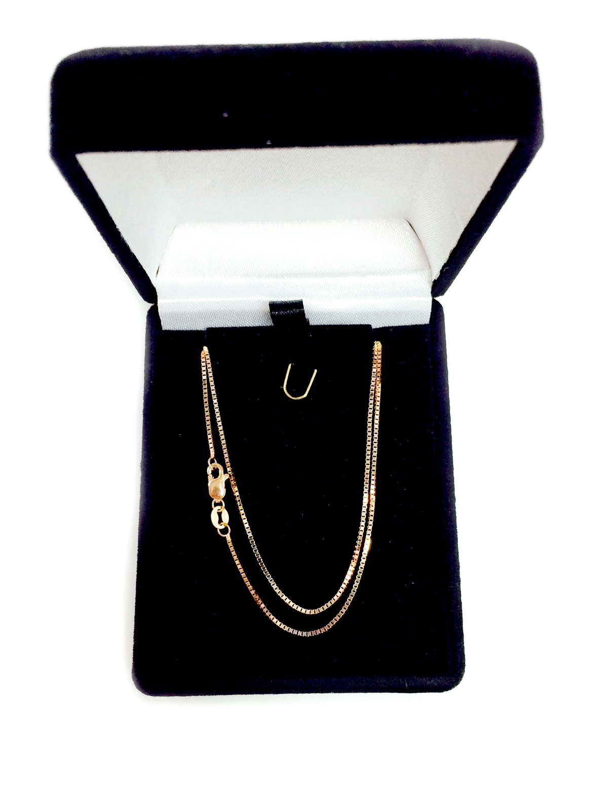 14k Rose Solid Real Gold Mirror Box Chain Necklace, 0.8mm, 16″