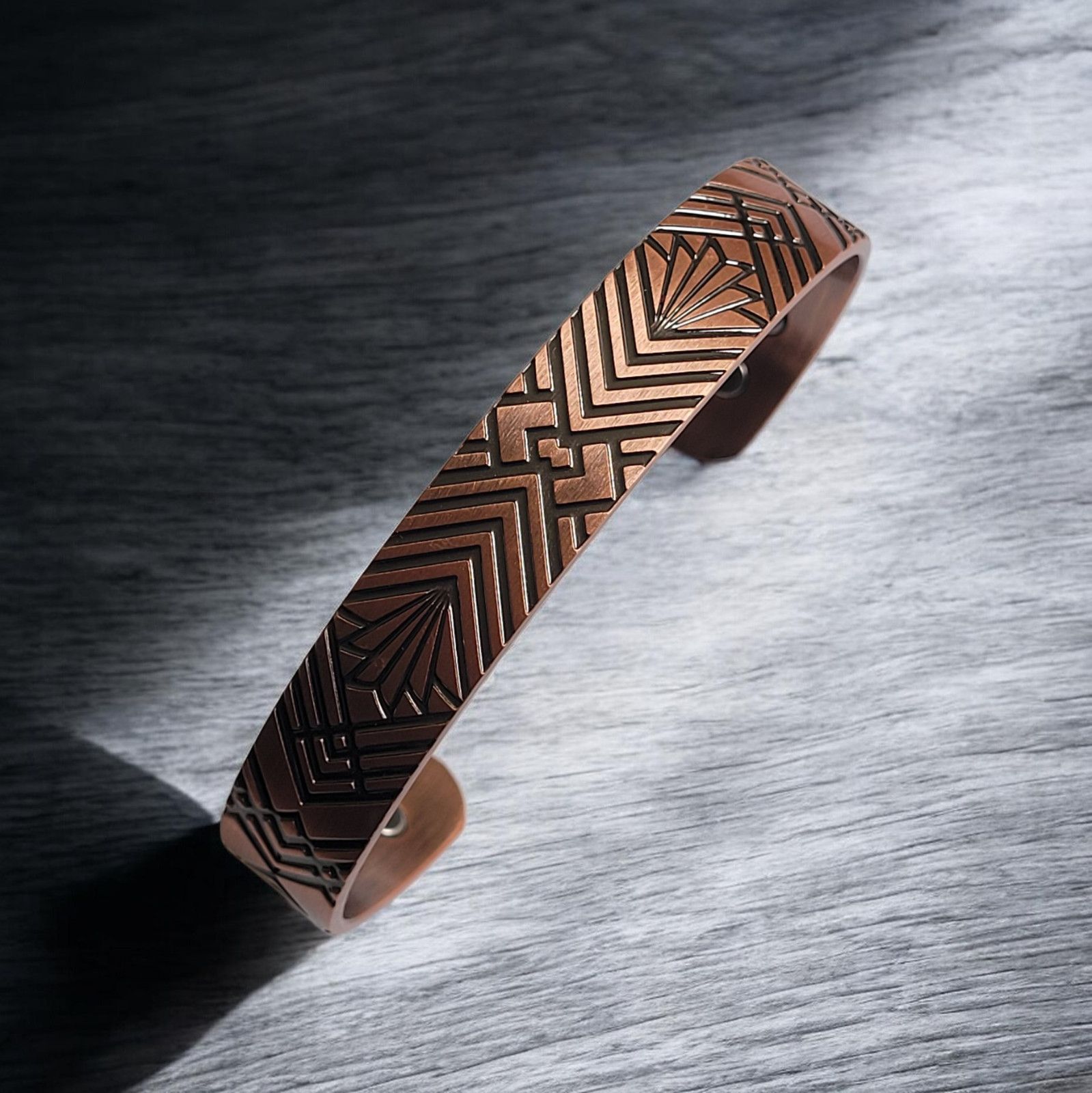 Artisan Pure Solid Copper Magnetic Bracelet Arthritis Therapy Cuff Geometric IV