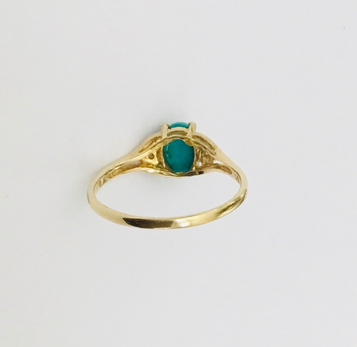 Dainty Natural Turquoise Gemstone & Diamonds In Solid 14K Gold Rings NEW