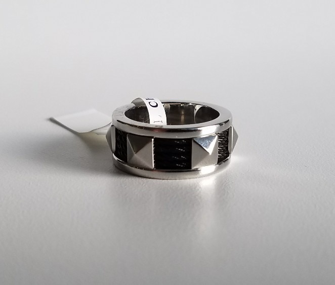 CHARRIOL Forever Steel and Black PVD Ring Studs Size 8 1/4 NWT $242