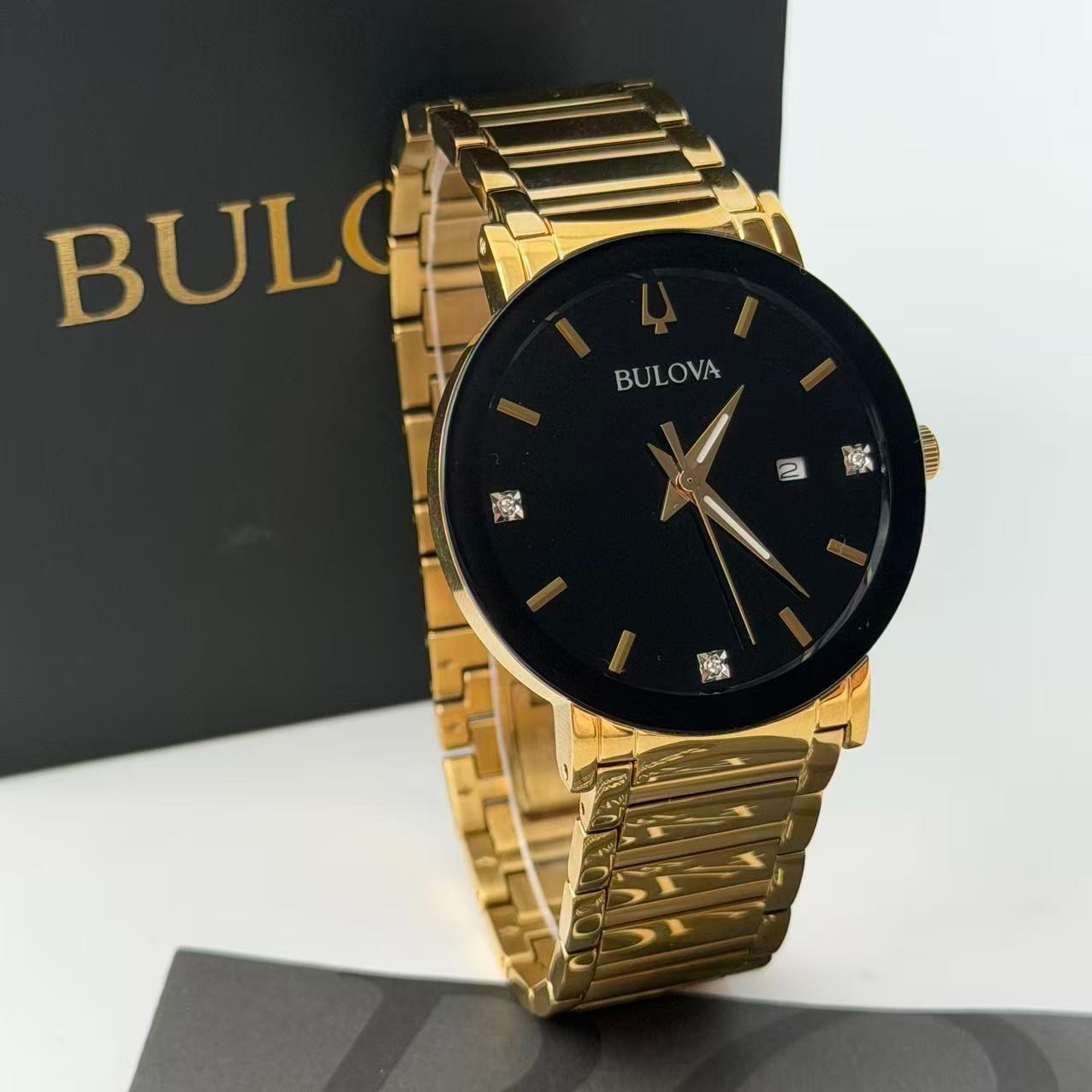 New Bulova Futuro Modern 97D116 Men’s Quartz Watch Black Diamond Dial 42mm