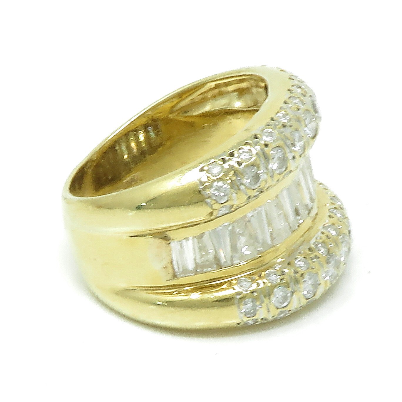 NYJEWEL 18k Yellow Gold 2.5ct 15mm Wide Diamond Ring