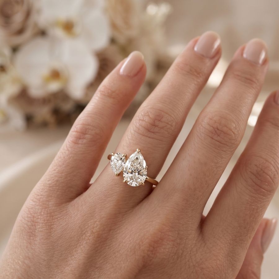 2.50Ct Pear-Cut VS1 Lab Grown Diamond Wedding Engagement Ring 14k Yellow Gold