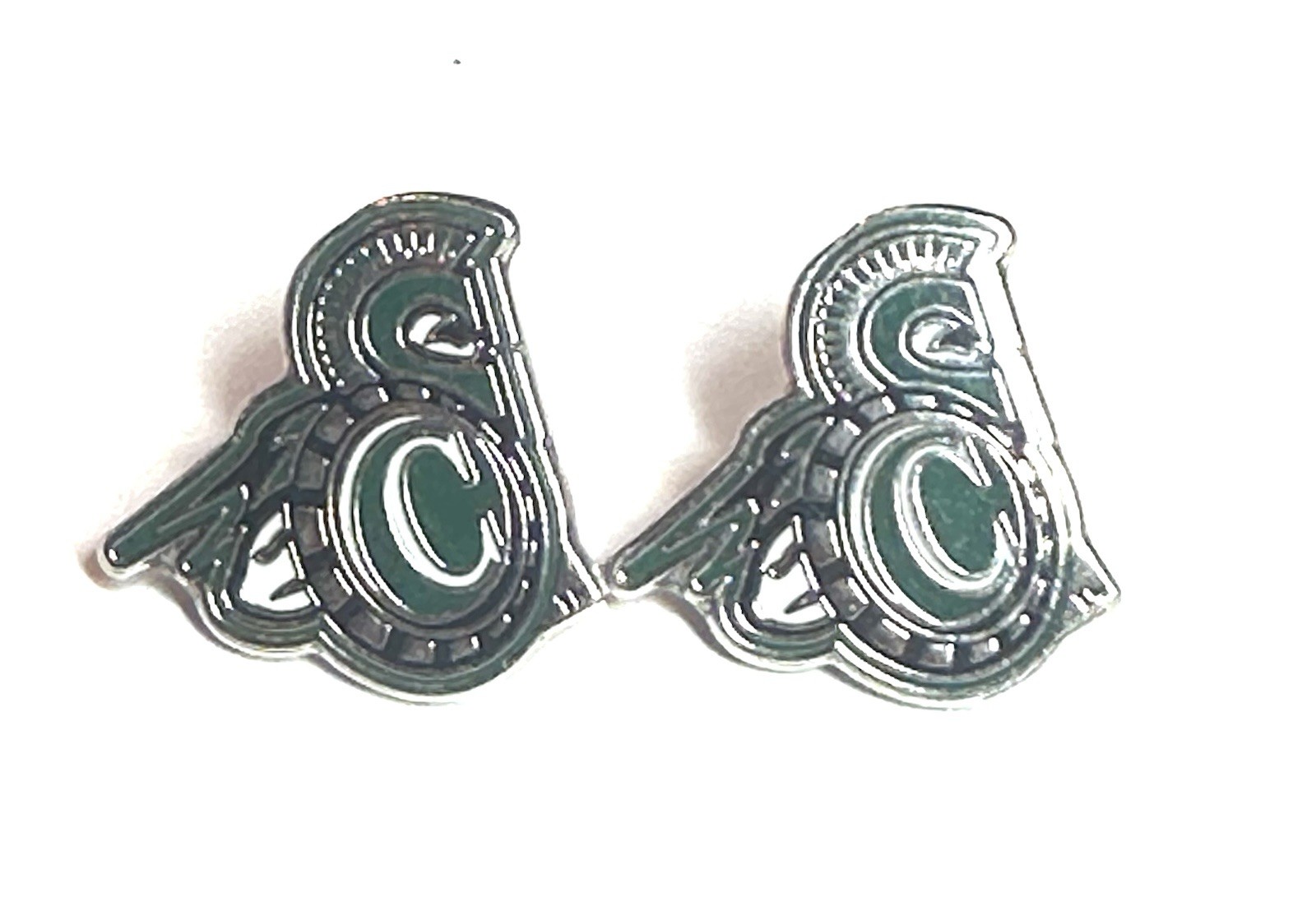 Castleton State College Vermont VT Silver Enamel Spartan Post Pierced Earrings
