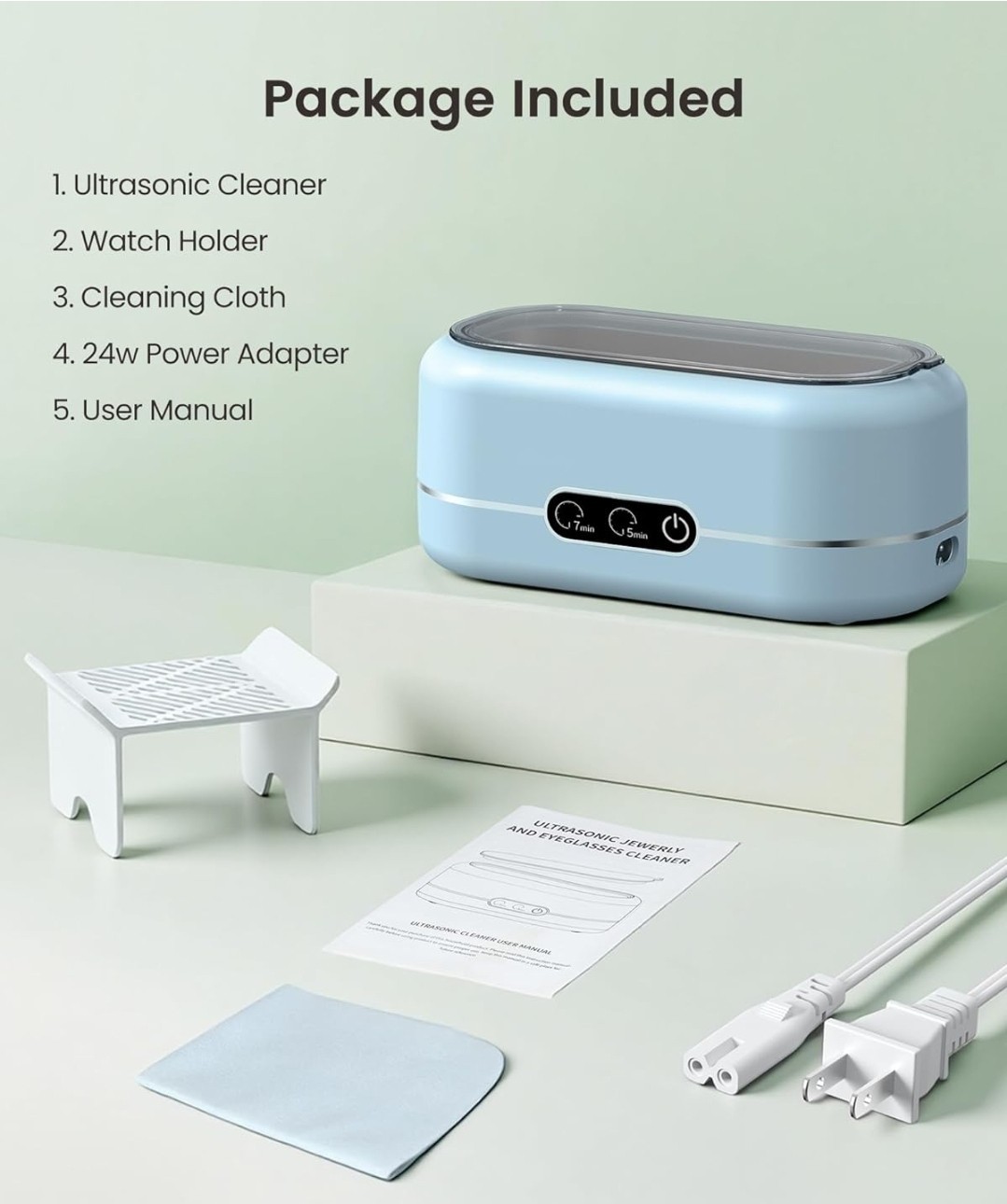 Ultrasonic Jewelry Cleaner 48KHz for Jewelry, Eyeglasses, Rings, Watch Strap