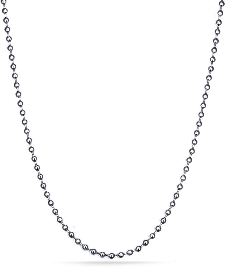 Titanium Stainless Steel Small Beads Ball Chain Necklace Silver, 2.0mm wide