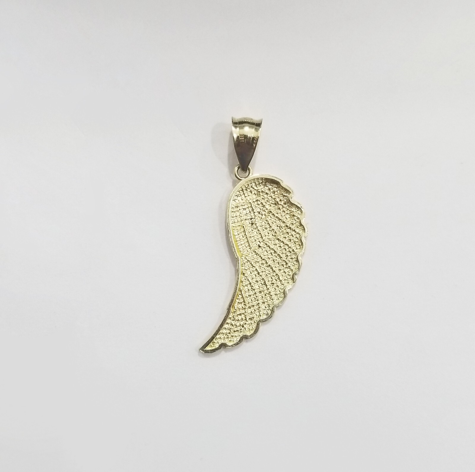 Real 10k Yellow Gold Diamond Cut Angel Wing Charm Pendant 10kt Men Women