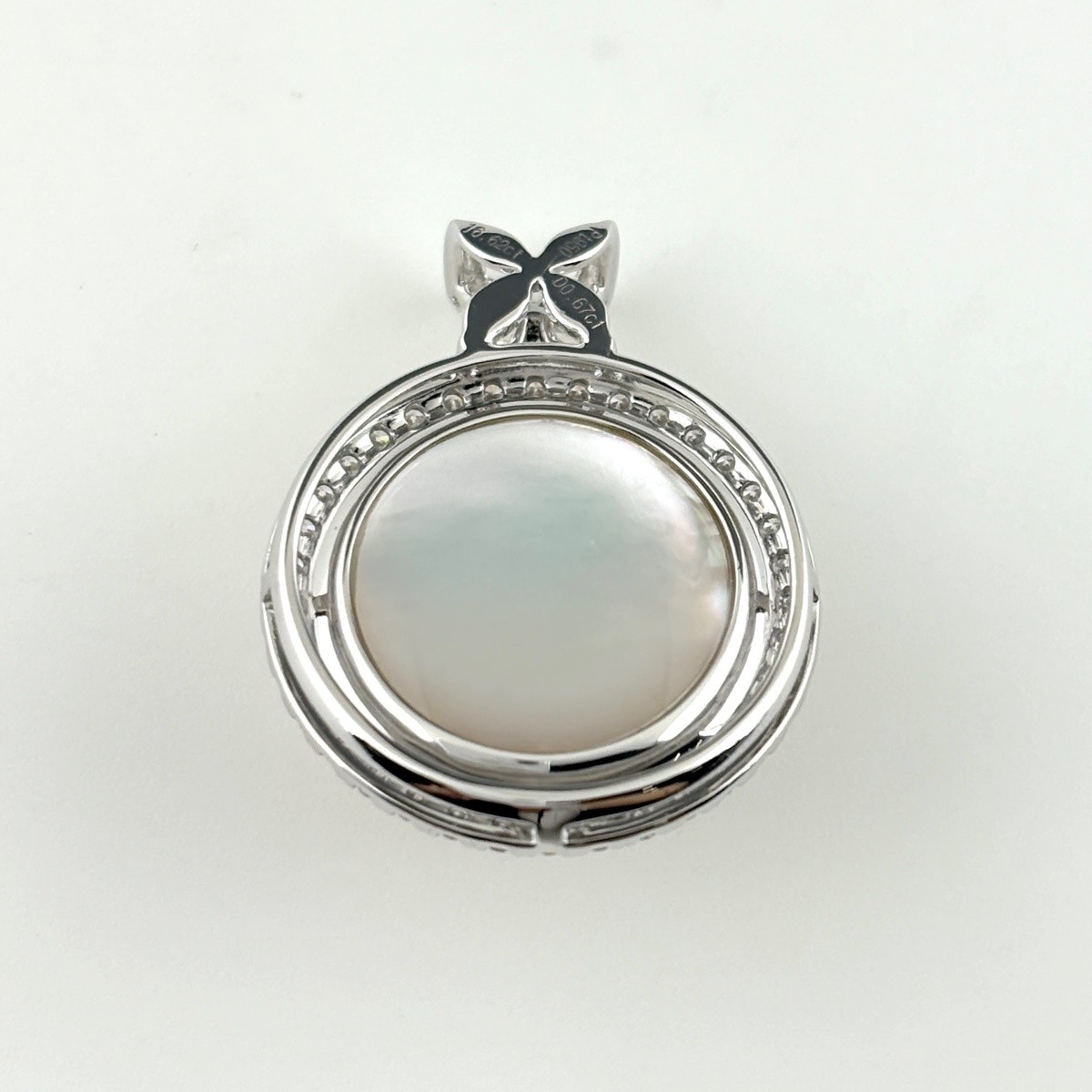 Remade Mabe Pearl Pendant Head Platinum melee diamond Pearl Pendant Head Pt9…