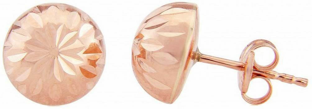 Mark Milton Womens Diamond Cut Half Ball Stud Earrings – Rose Gold