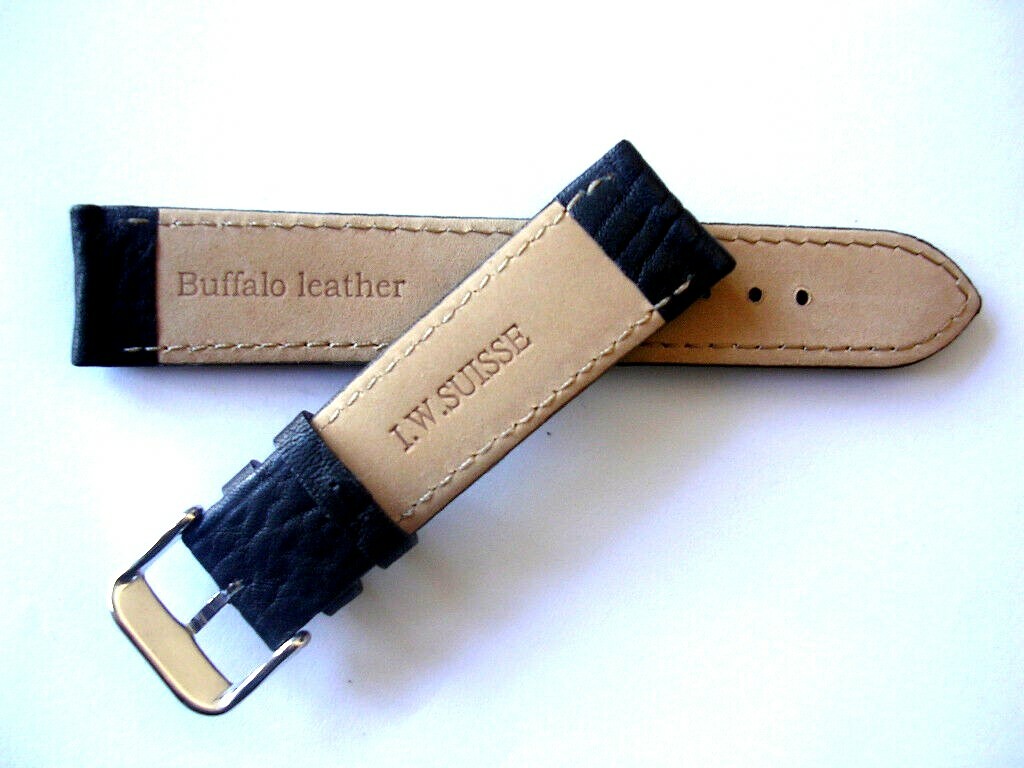 20mm Black Buffalo calf Military Sport watch band strap IW SUISSE 16 18 19 22 24