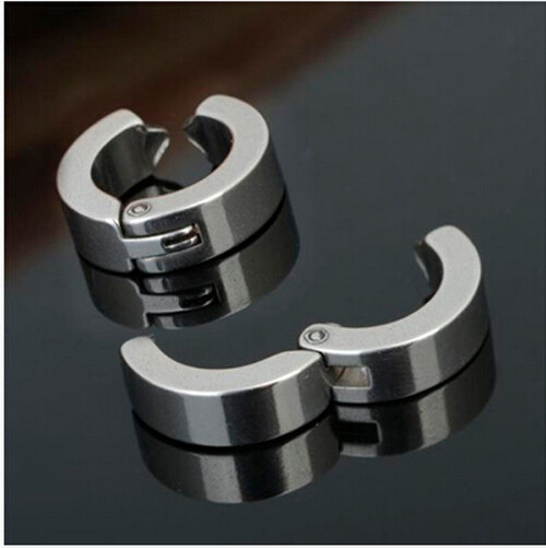 1 Pair Stainless Steel Ear Cuff Non-Piercing Clip On Hoop Earrings for Men Women