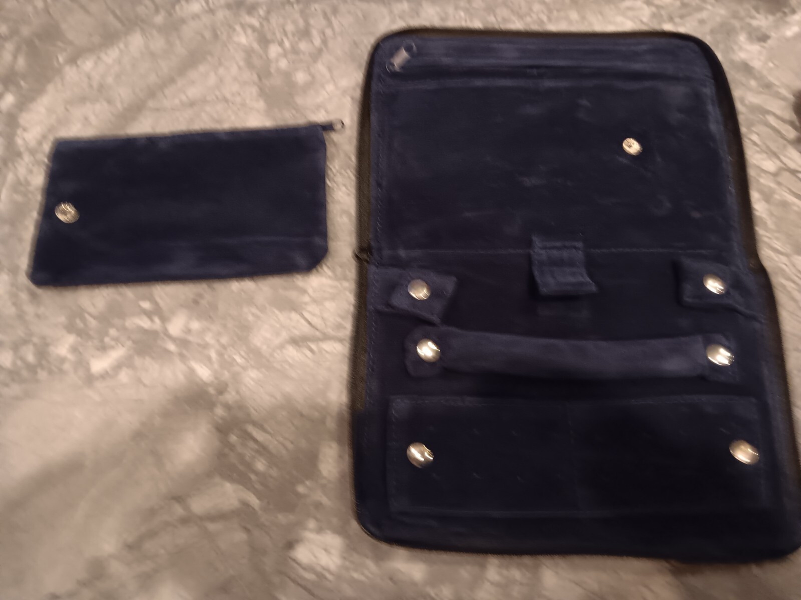 Black Leather (Polyester) Folding Zippered Jewelry Clutch Case- Lot Of 5- NEW