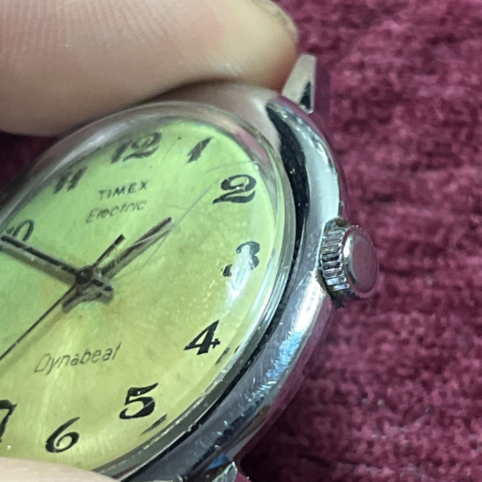 Vintage Timex 37mm Electric Dynabeat Watch Silver Tone Nice Patina