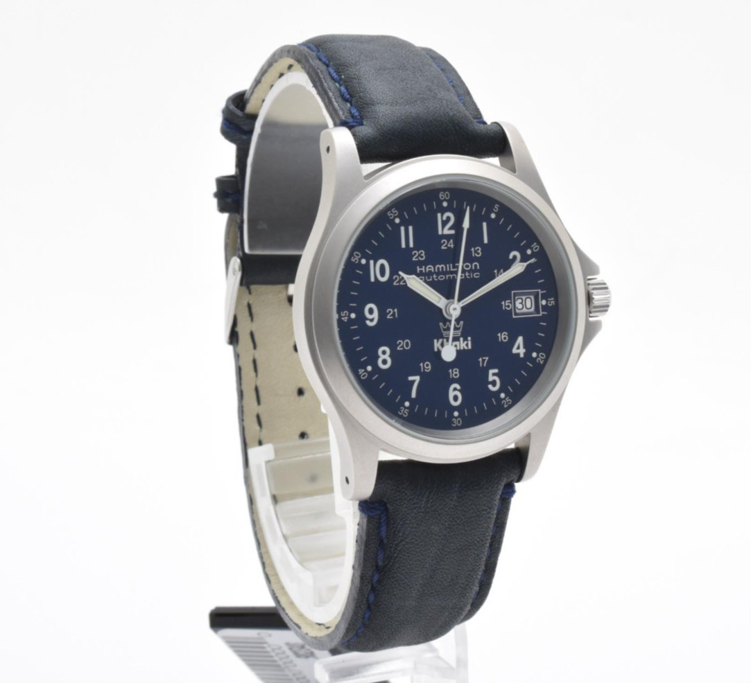 Rare Vintage HAMILTON Khaki King 9823 Automatic Blue Dial Crown Logo Men’s Watch