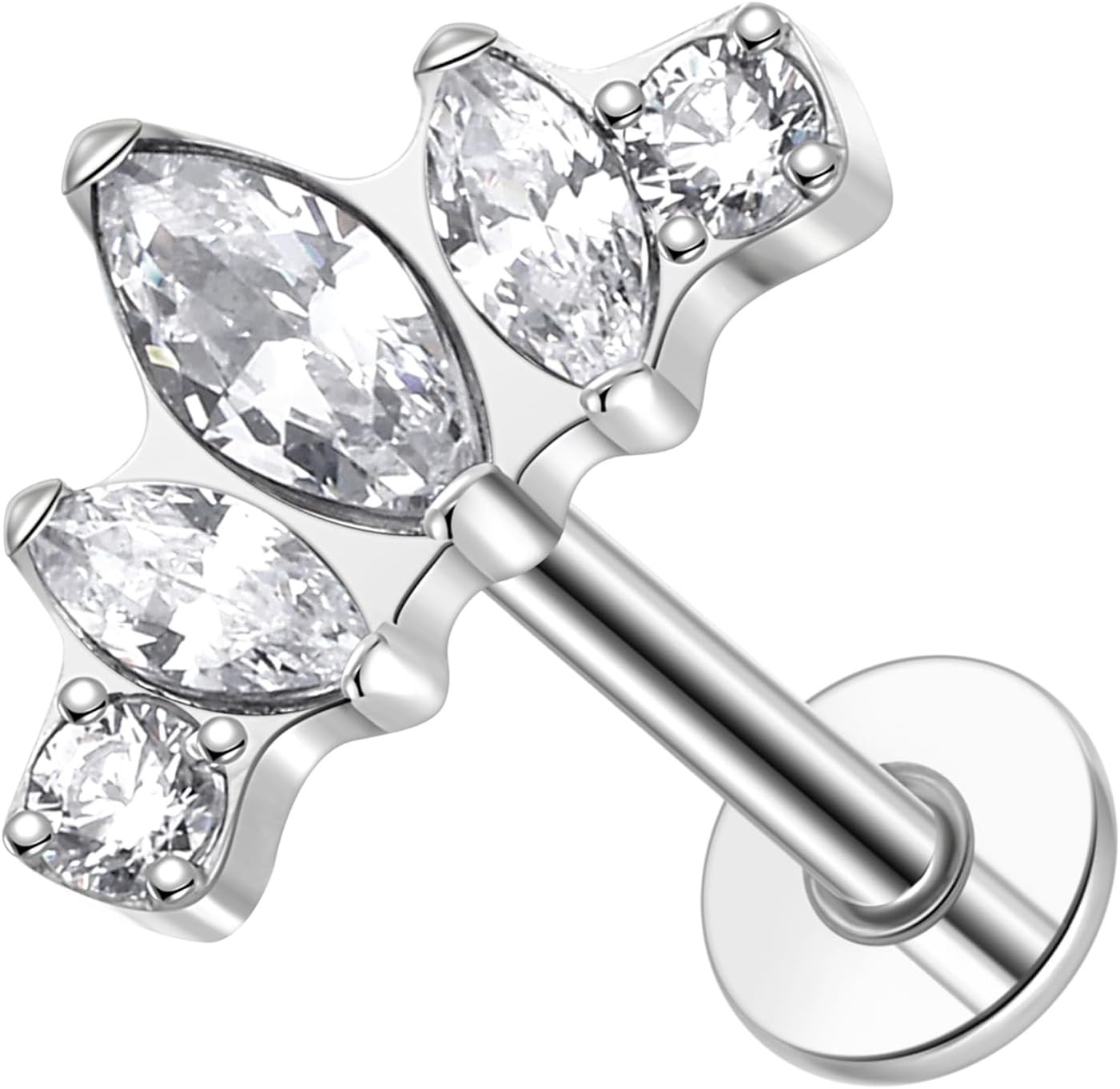 1Pcs 16G 18G G23 Titanium Threadless Labret Studs Push-In Labret Lip Cluster Tra
