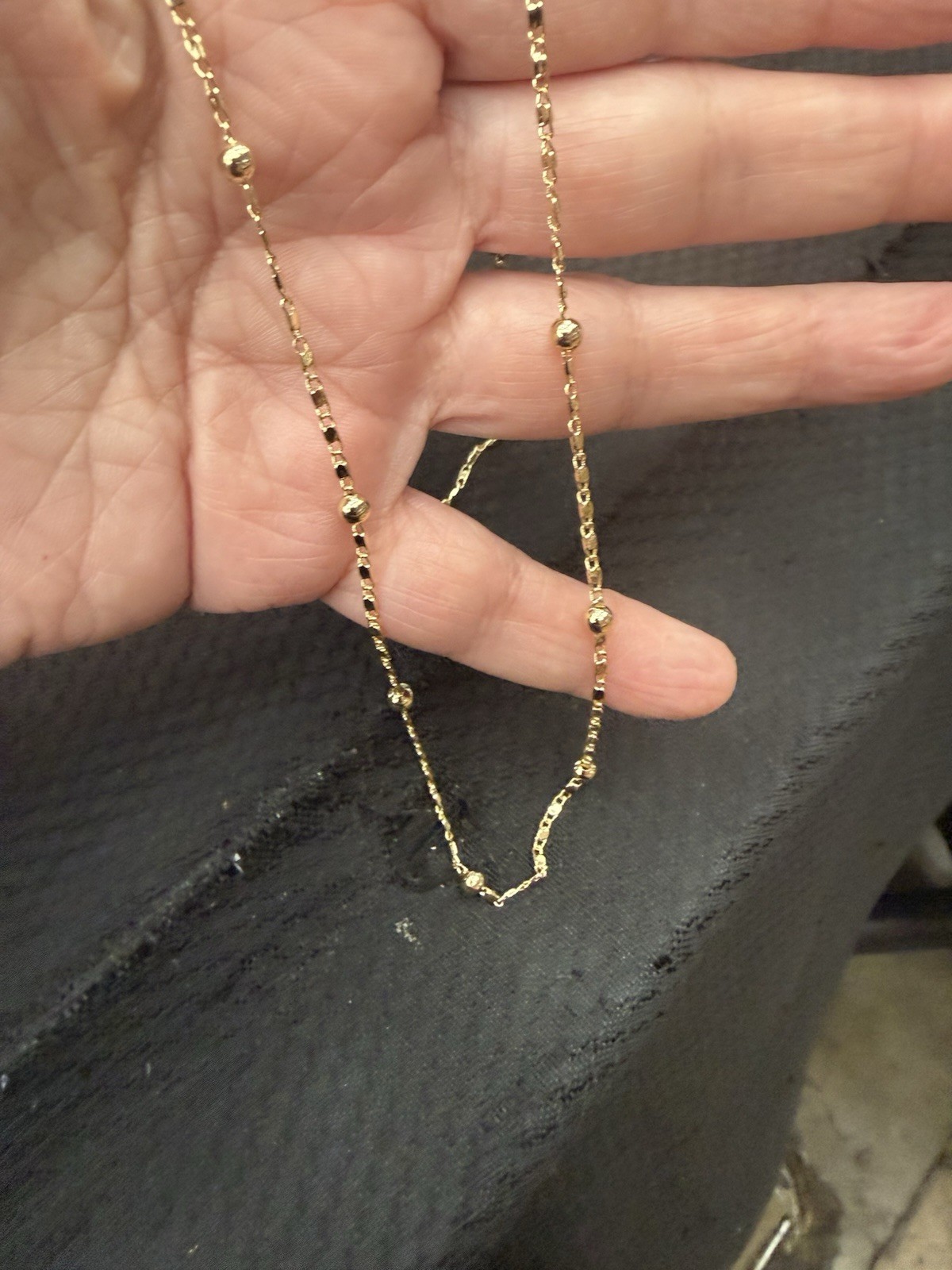 Yellow Gold Bead Station Chain Necklace 22in gold filled