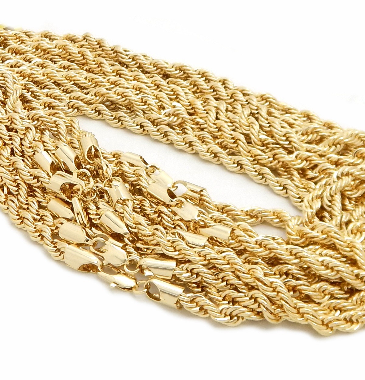 12 Piece Rope Chain Necklace 6mm 20″ 22″ 24″ 26″ 30″ 14k Gold Finish Wholesale