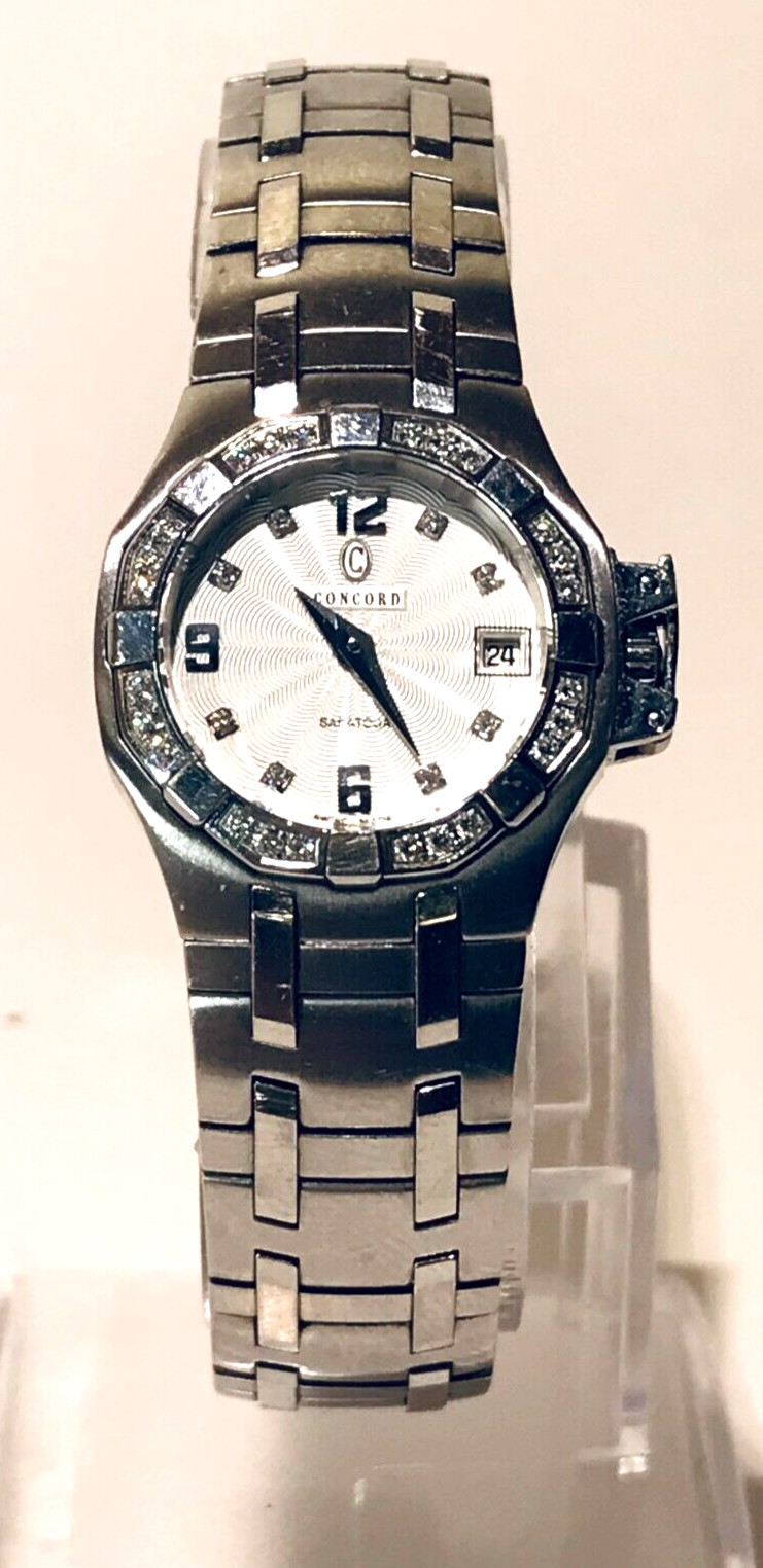 CONCORD Saratoga 24MM MOP Dial Diamond & Bezel Ladies Wristwatch 14.36.1840.S