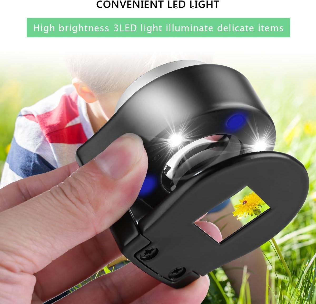 30X Coin Magnifier, USB Rechargeable 6 Lights Portable Metal Eye Loupe Sewing