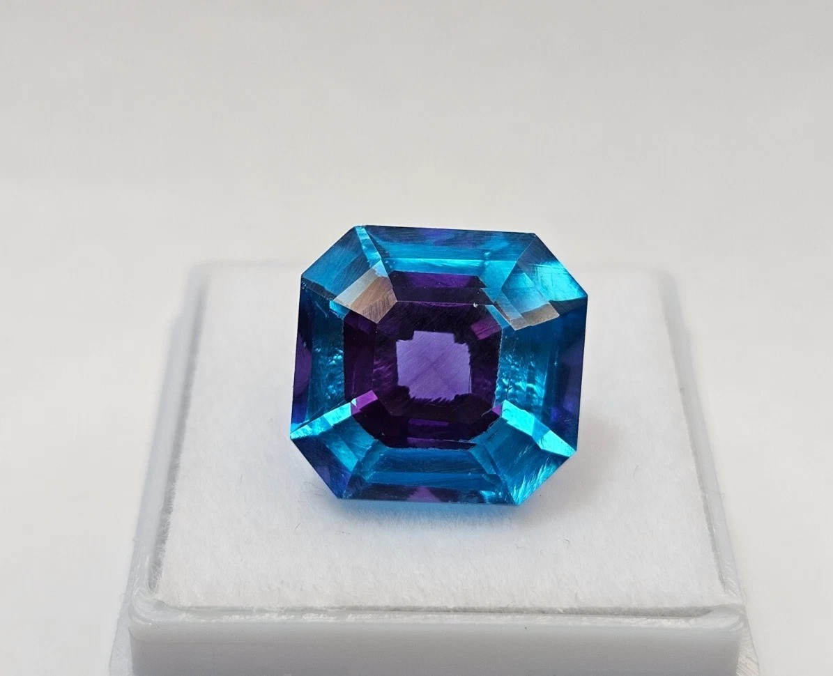 Bi-Colour Pitambari Sapphire Asscher Cut 12-13 Ct Loose Gemstone EGL Certified