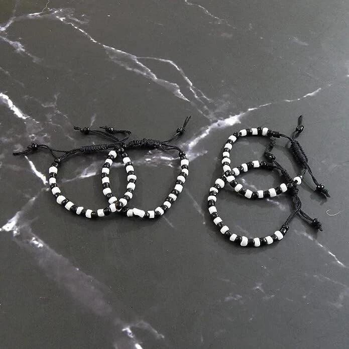 New Black & White Beaded Nazariya Bracelet for New Born Babies 0-9 months 6 pair