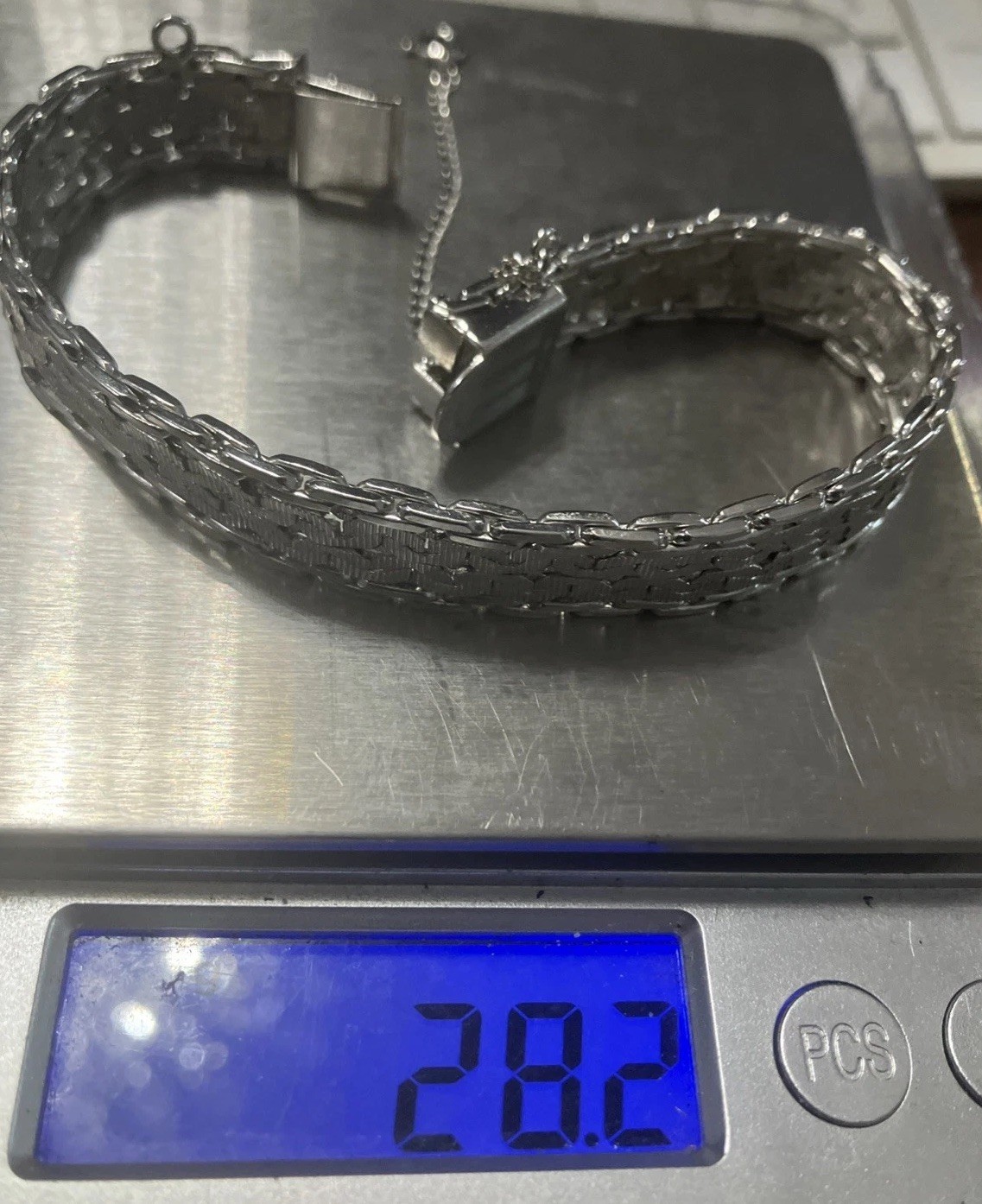 HSB Sterling Silver Bracelet 11.4mm Wide 28 Grams 7.5 Inches