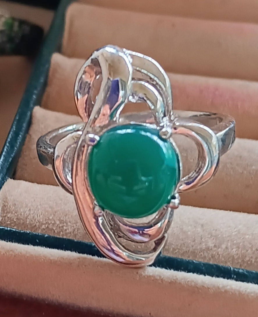925 Sterling Silver Ring Round Aventurine 9mm Natural Gemstone Jewelry Size 9