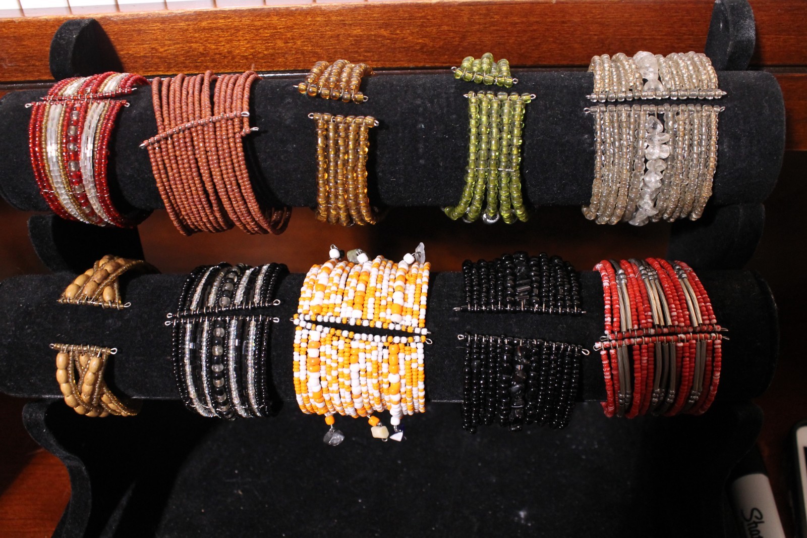 New Lot of TEN Bracelets Handmade in Indonesia Beads Multicolor Colorful Cuff