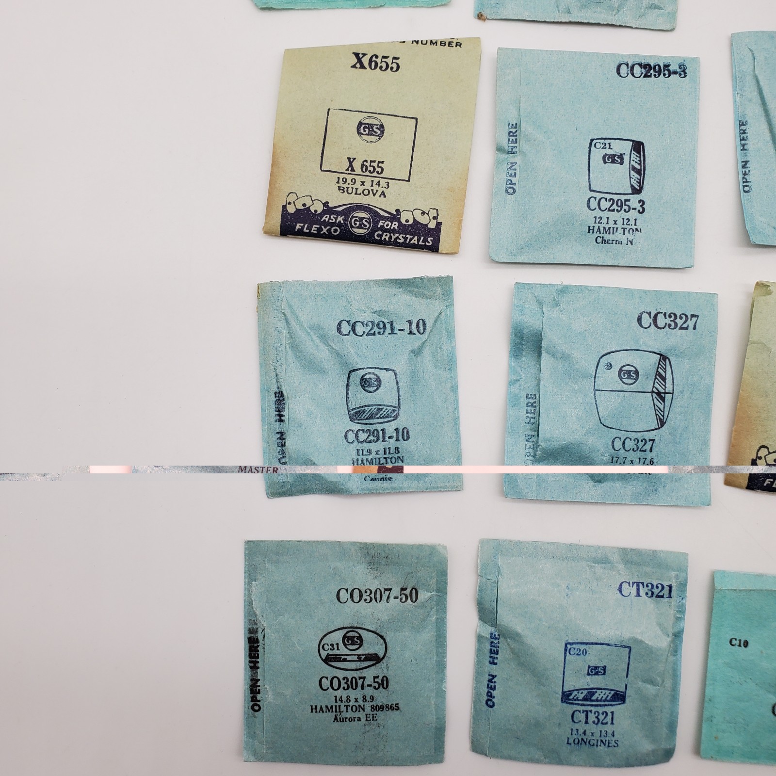 Lot of 50 G.S. Watch Crystals for Various Watch Maker NOS Various Sizes #28