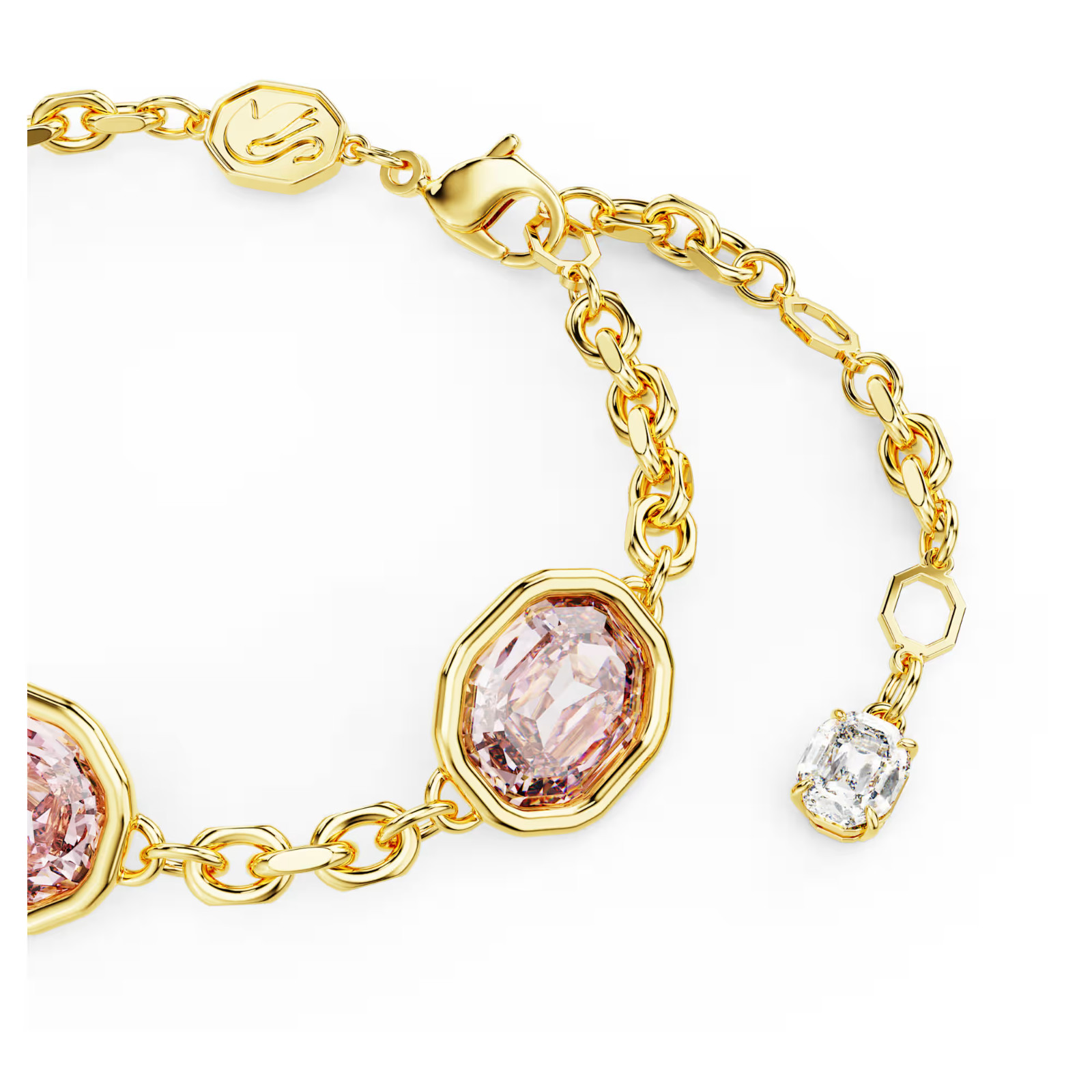 Swarovsk 5684537 Imber bracelet Octagon cut, Pink, Gold-tone plated