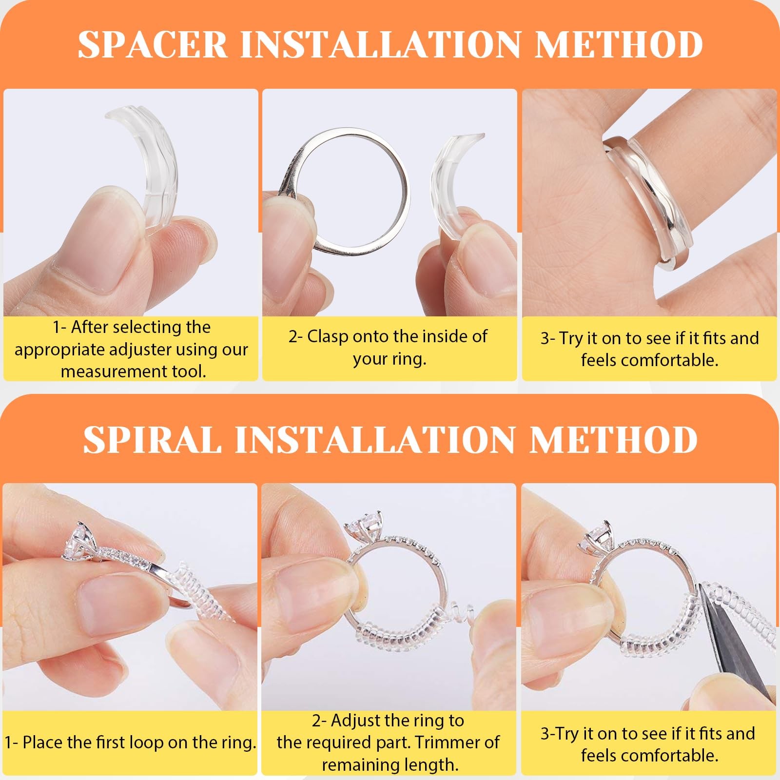 Coopache Ring Sizer Adjuster for Loose Rings, 14 1mm to 11mm, Transparent