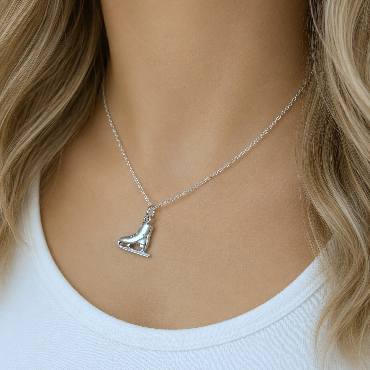925 Sterling Silver Ice Skates Necklace – Figure Skating Charm – Ice Skater Gift
