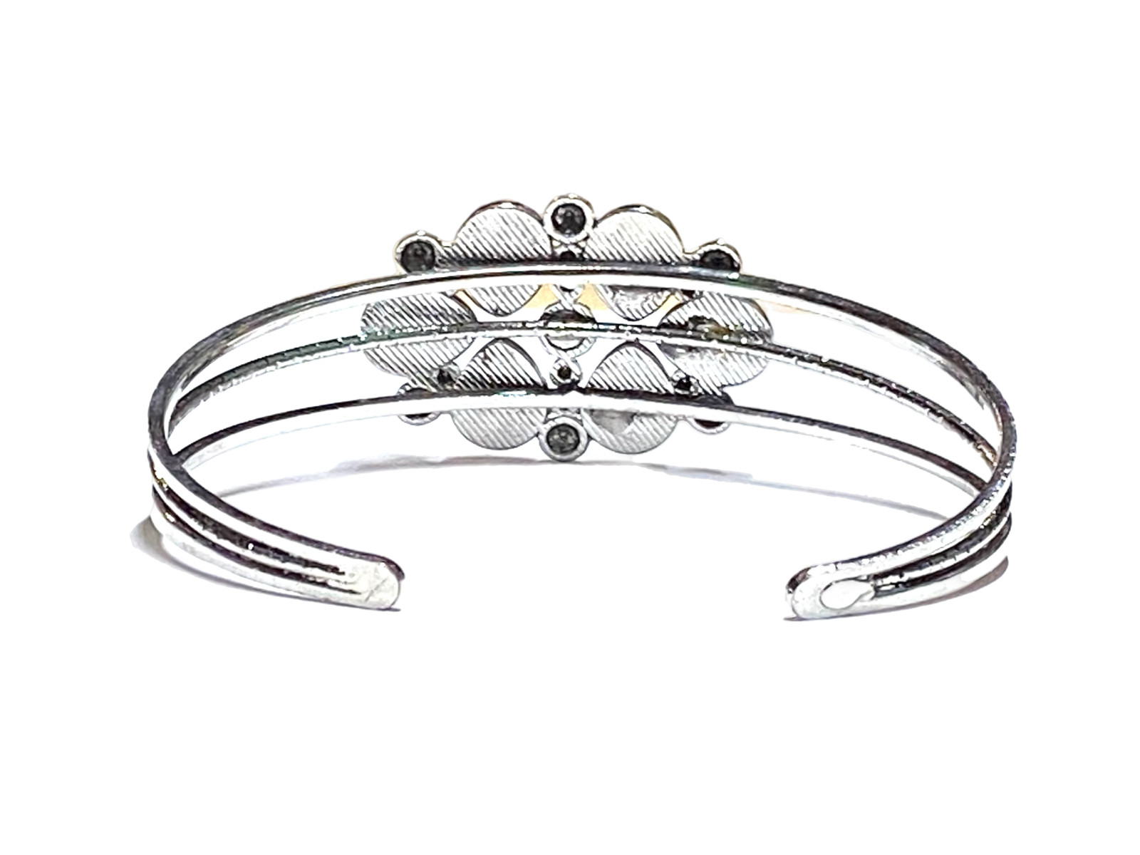 Paparazzi Taj Mahal Meadow Green Cuff Bracelet Bangle Silver Tone 7” Fashion EUC