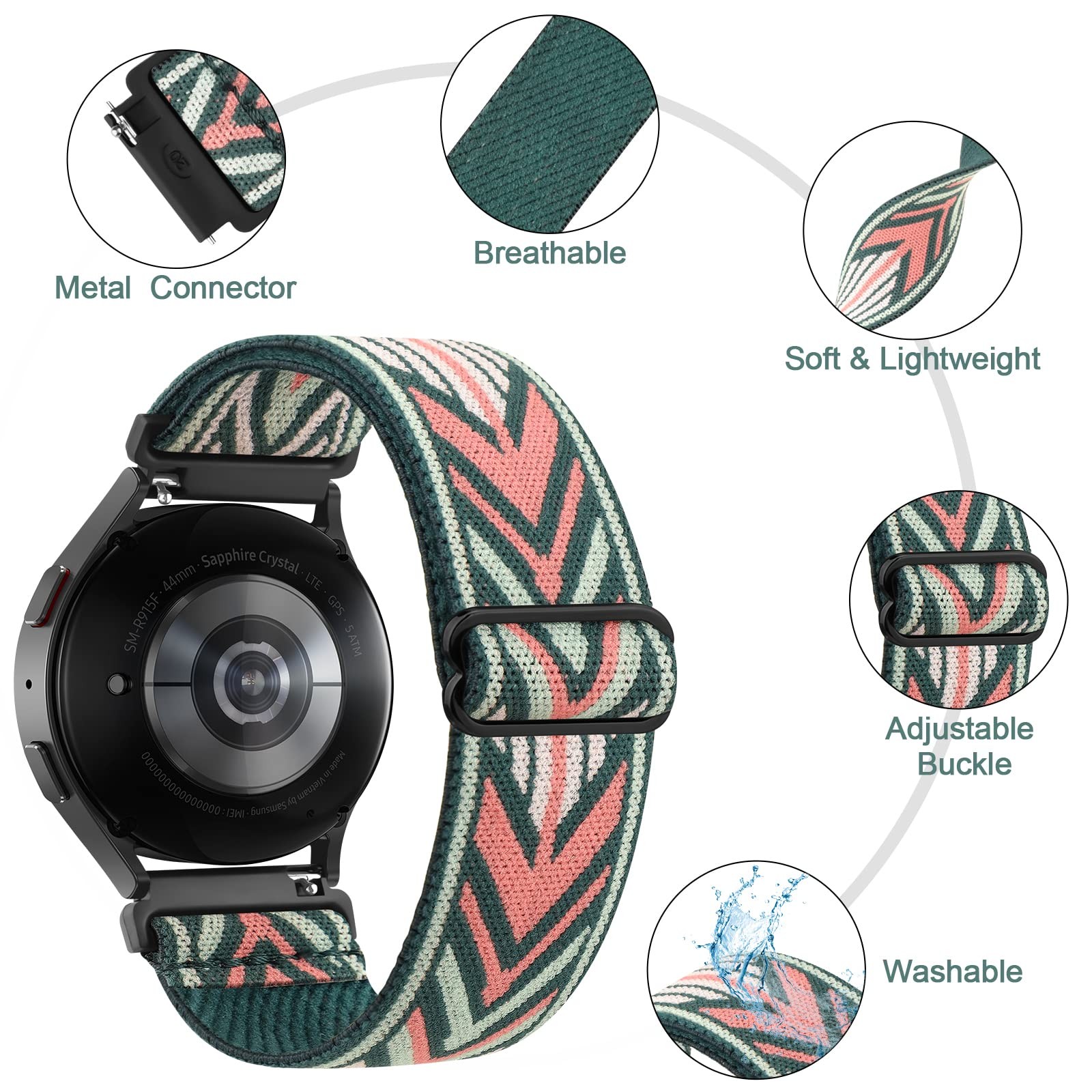 Elastic Watch Band Compatible with Garmin Vivoactive 4S / Venu 3S / Venu 2S /…