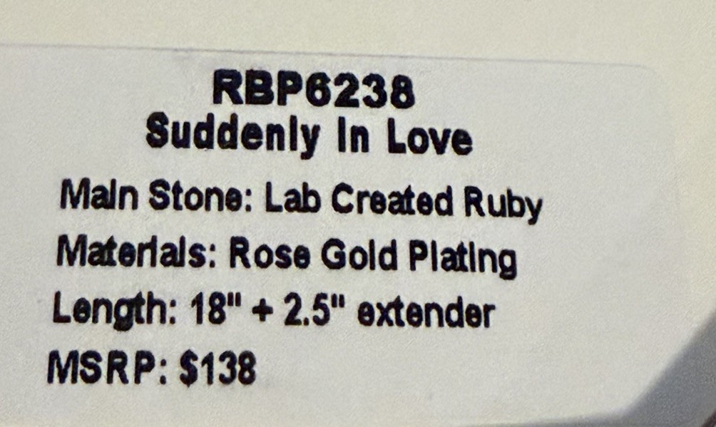 Bomb Party July 2023 Retro Necklace “Suddenly In Love “ Rose Gold Plating