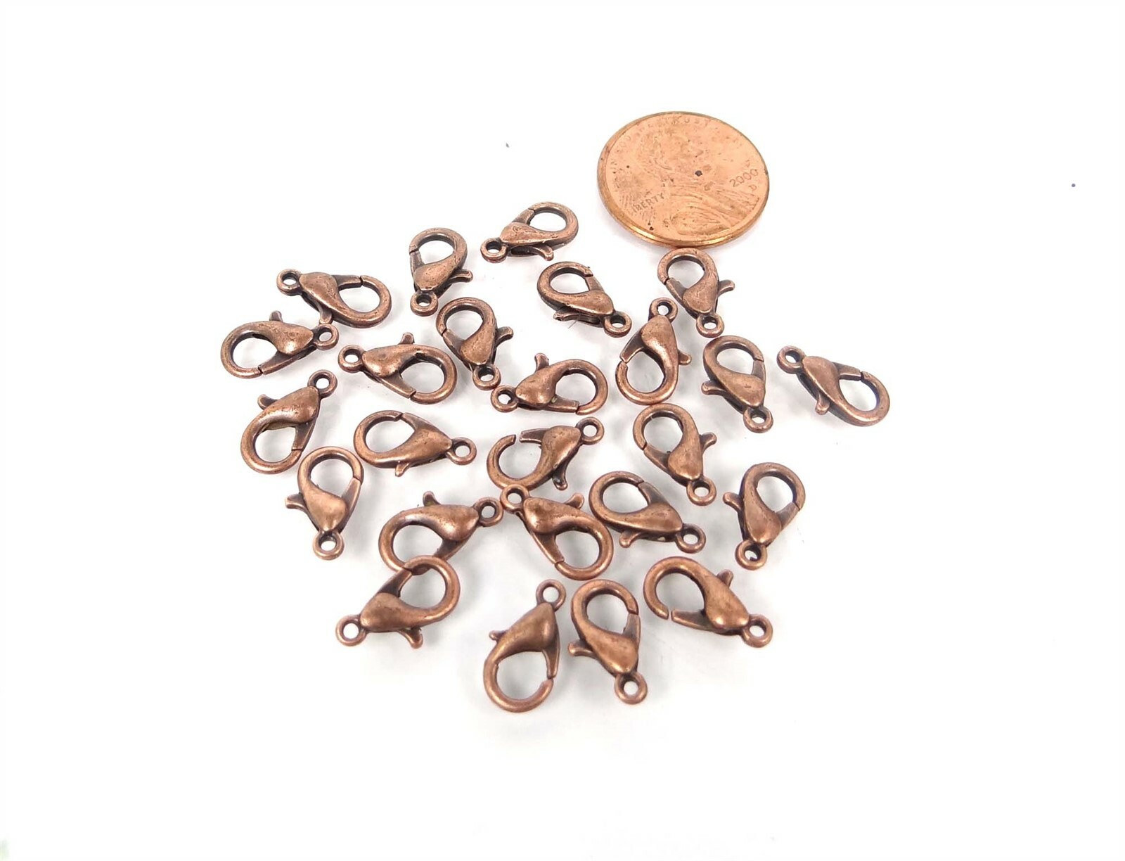 25 Antique Copper Pewter / Alloy Lobster Claw Clasps small 12x6mm