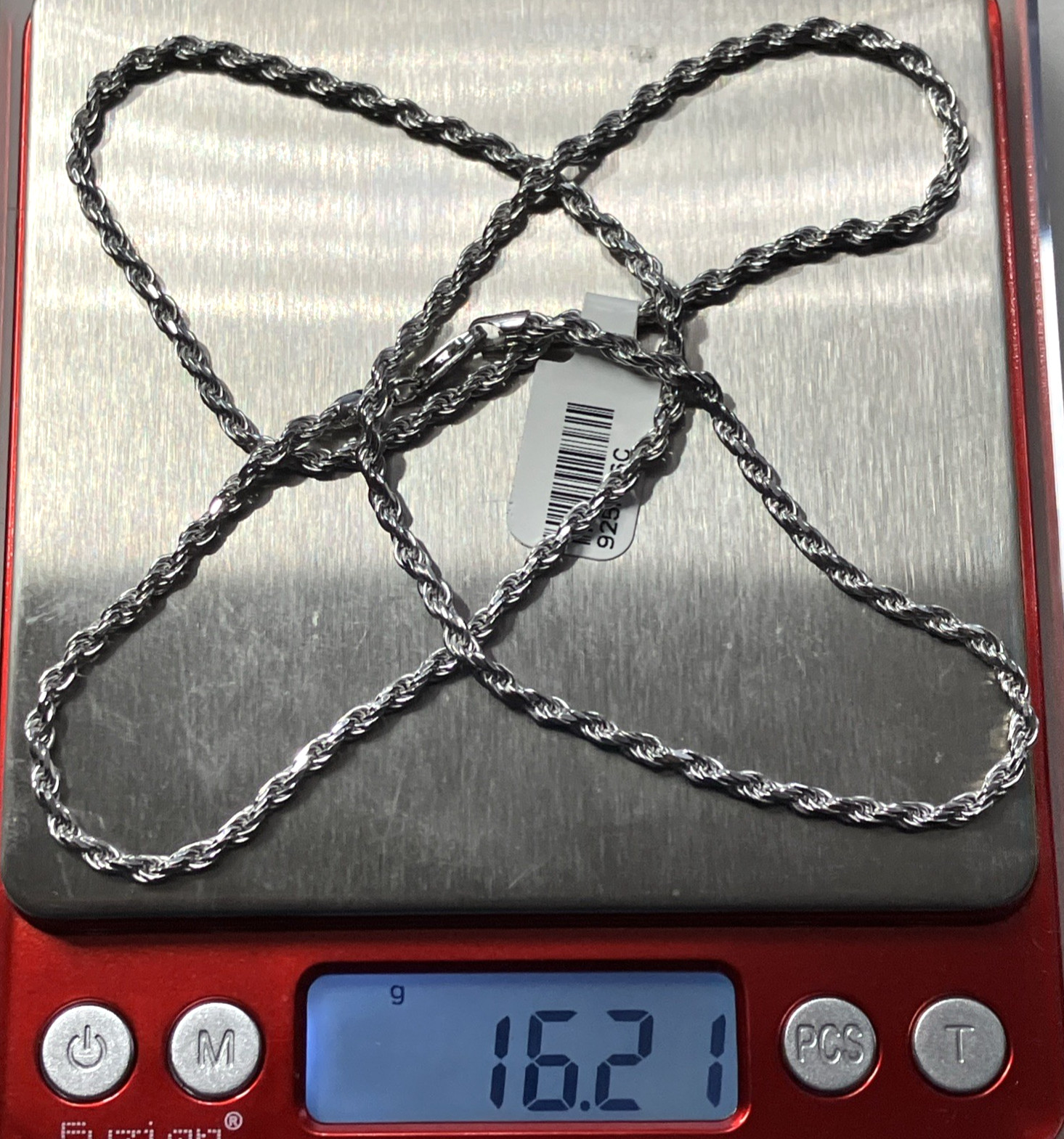 925 Sterling Silver Italy Solid Rope Chain 16.15grams 2.8mm 24” New with Tag