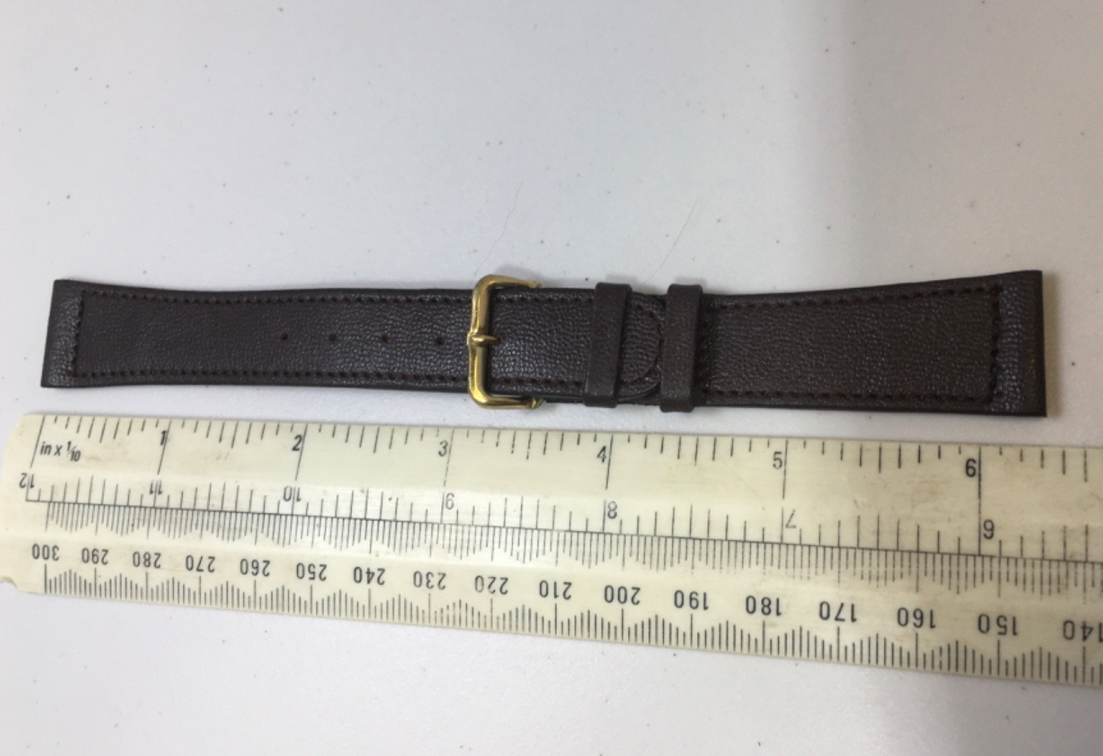 Vintage Seal Dark Brown Leather Watch Strap Hand Made 1950s Sewn End 19mm N.O.S.
