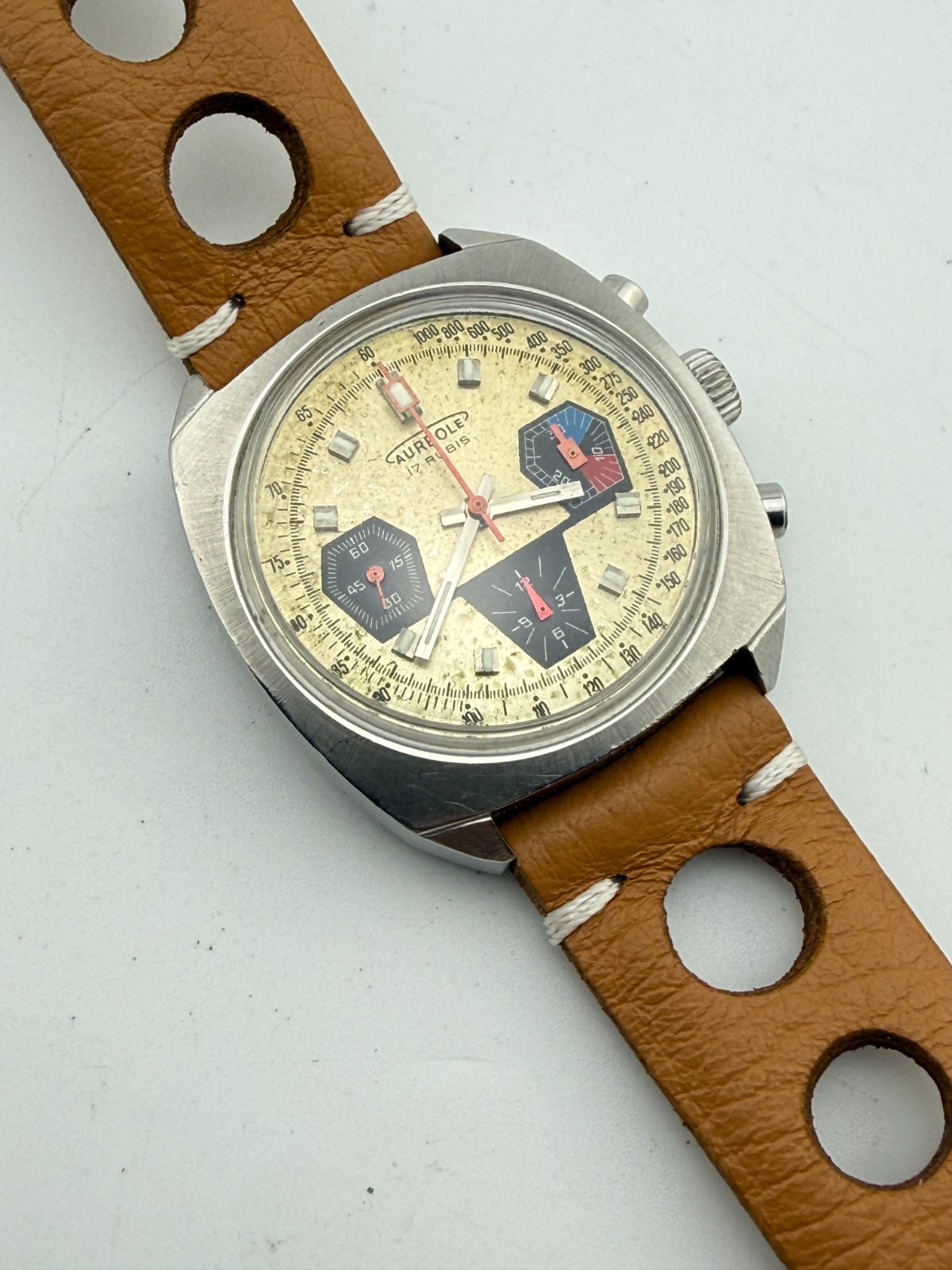 VINTAGE AUREOLE CHRONOGRAPH VALJOUX 7736 38 MM MANUAL WIND