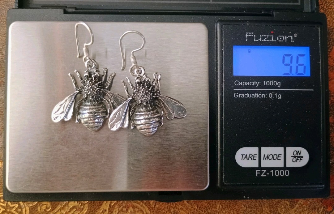 Taxco Bumblebee Honey Bee Insect Dangle Earrings 9.5+g 925 Sterling Silver