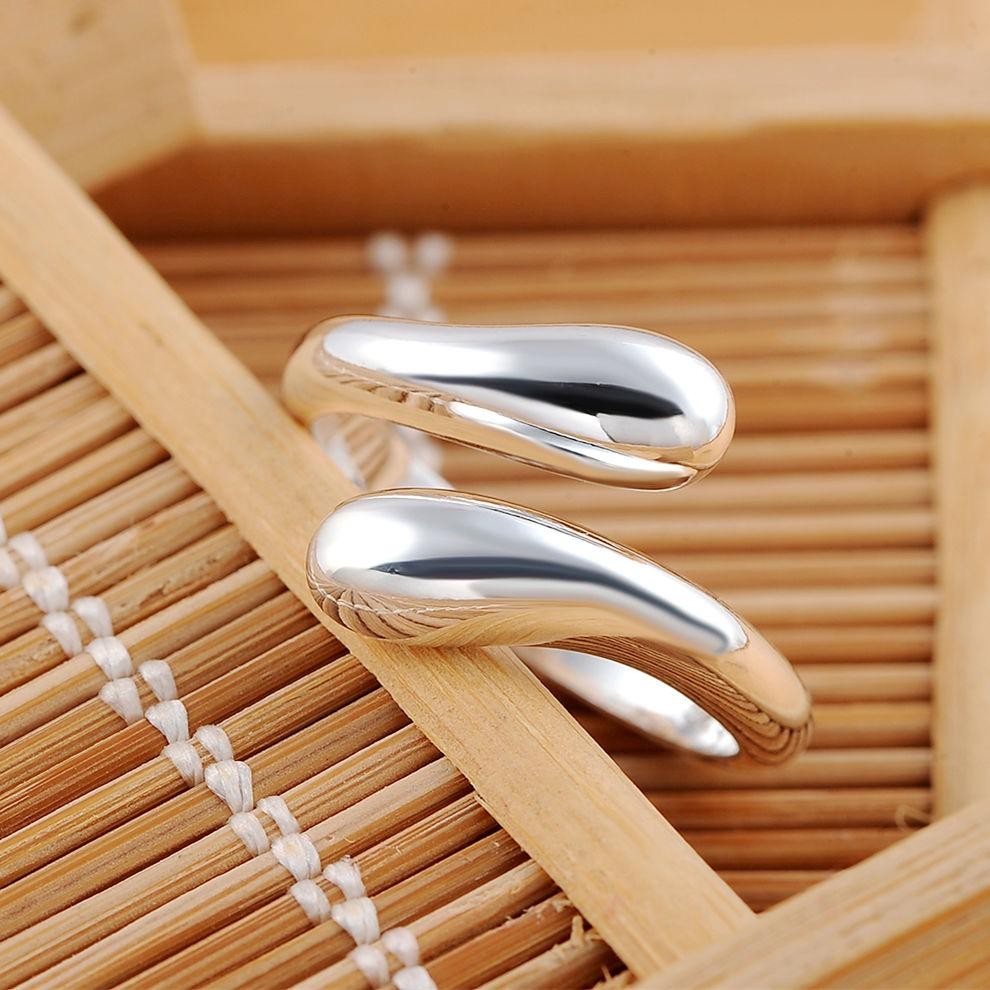 925 Sterling Silver Water Drop Ring for Women Elegant Wedding Party Jewelry