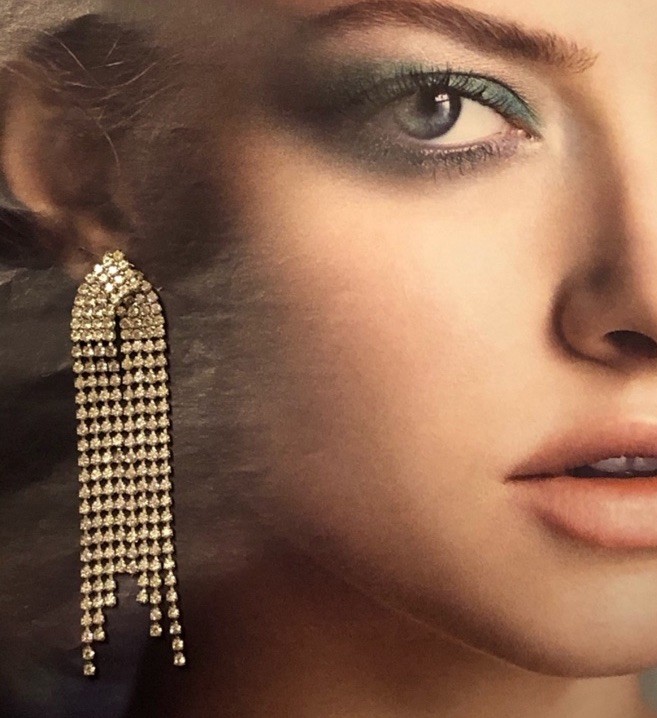 Elo7 Strass Crystals Rhinestone Tassel Dangling Chandelier Earrings