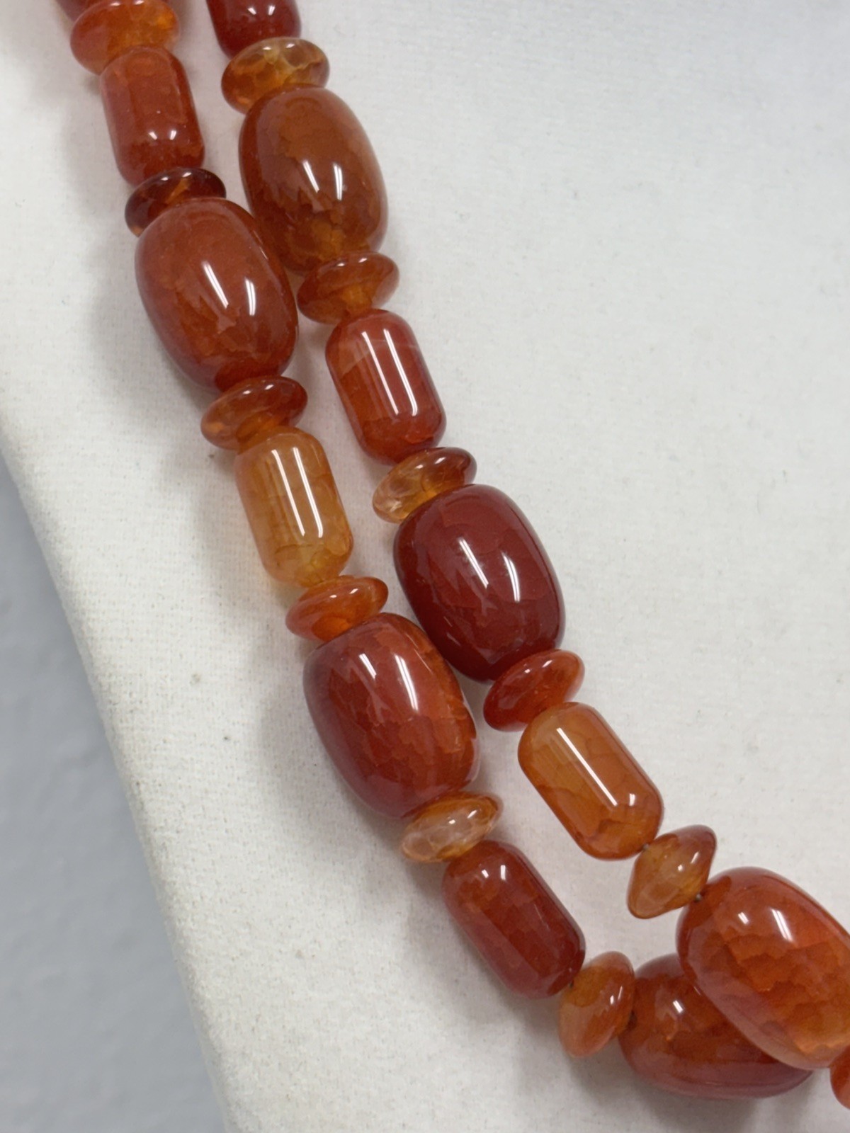 Jay King Long Natural Carnelian Beaded Chunky Sterling Silver Necklace 32”