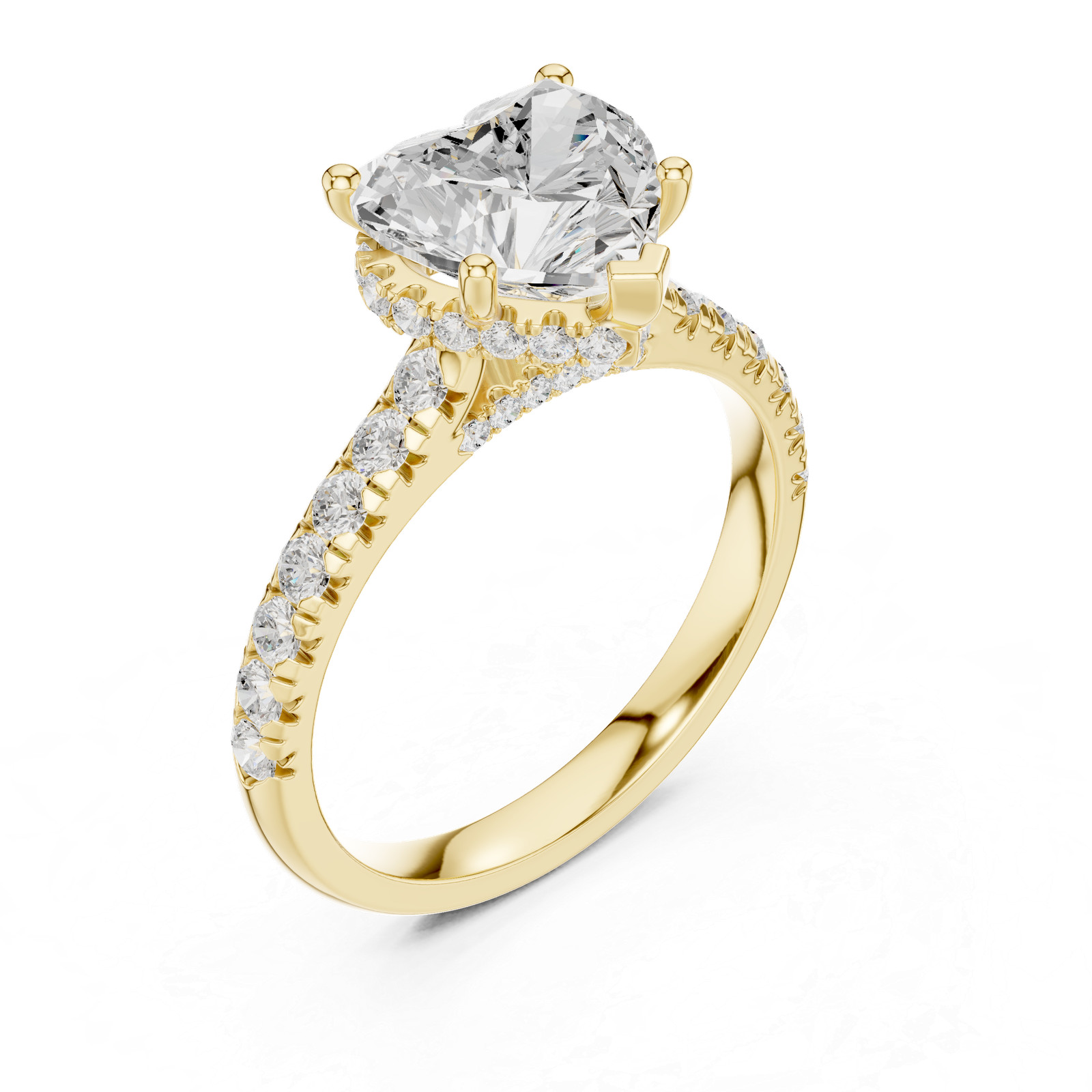 TCW 3.1 Ct VVS1 Lab Grown Diamond Heart Luxury Engagement Ring 14k Gold Over