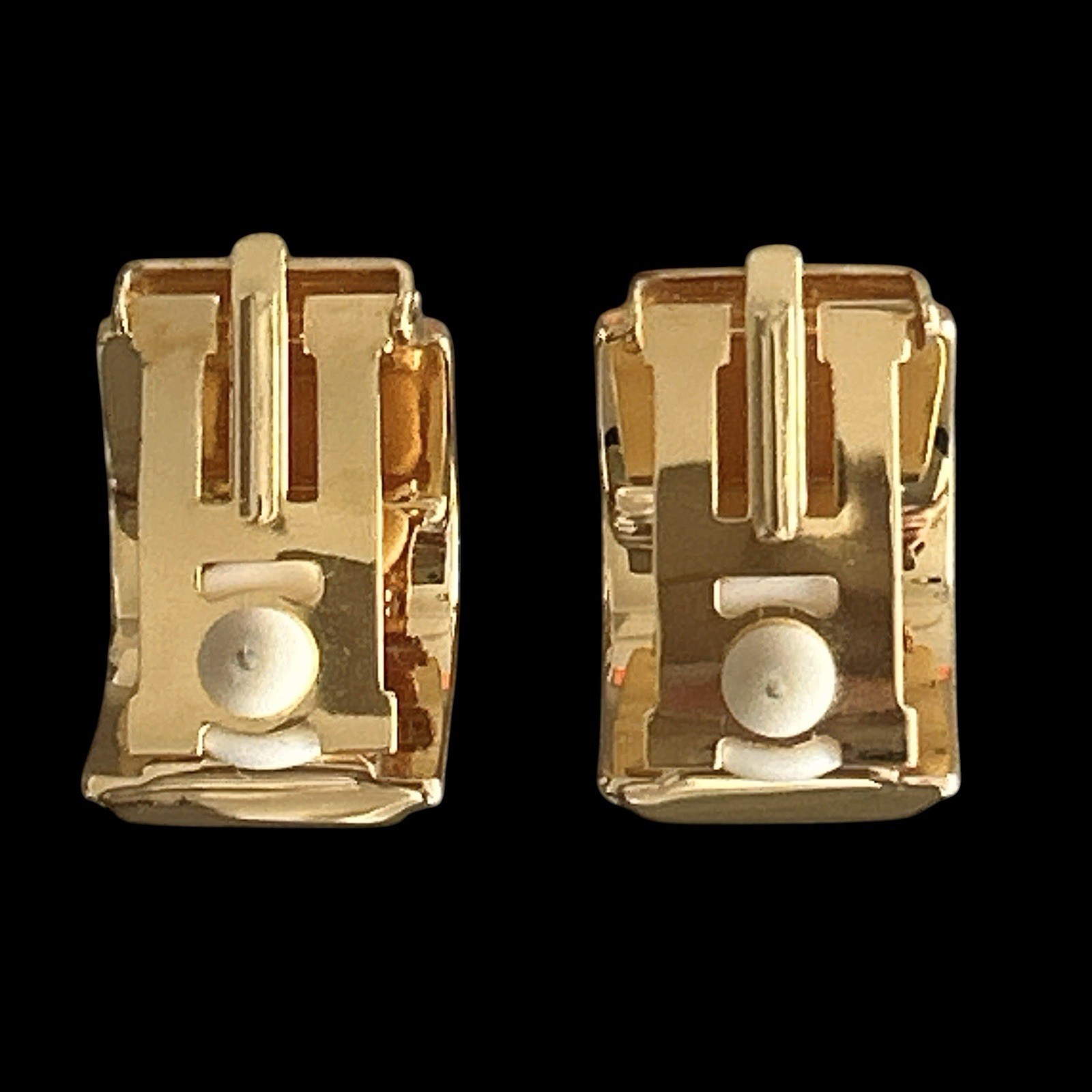 VTG Hermes Lion Motif Enamel Clip-On Earrings Cloisonne Gold Plated w/Box Used