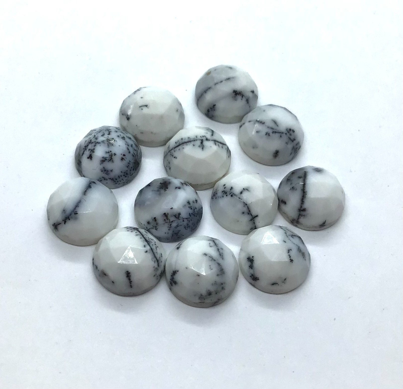 AAA Natural Dendrite Agate Round Rose Cut Loose Gemstone For Assorted Jewelry