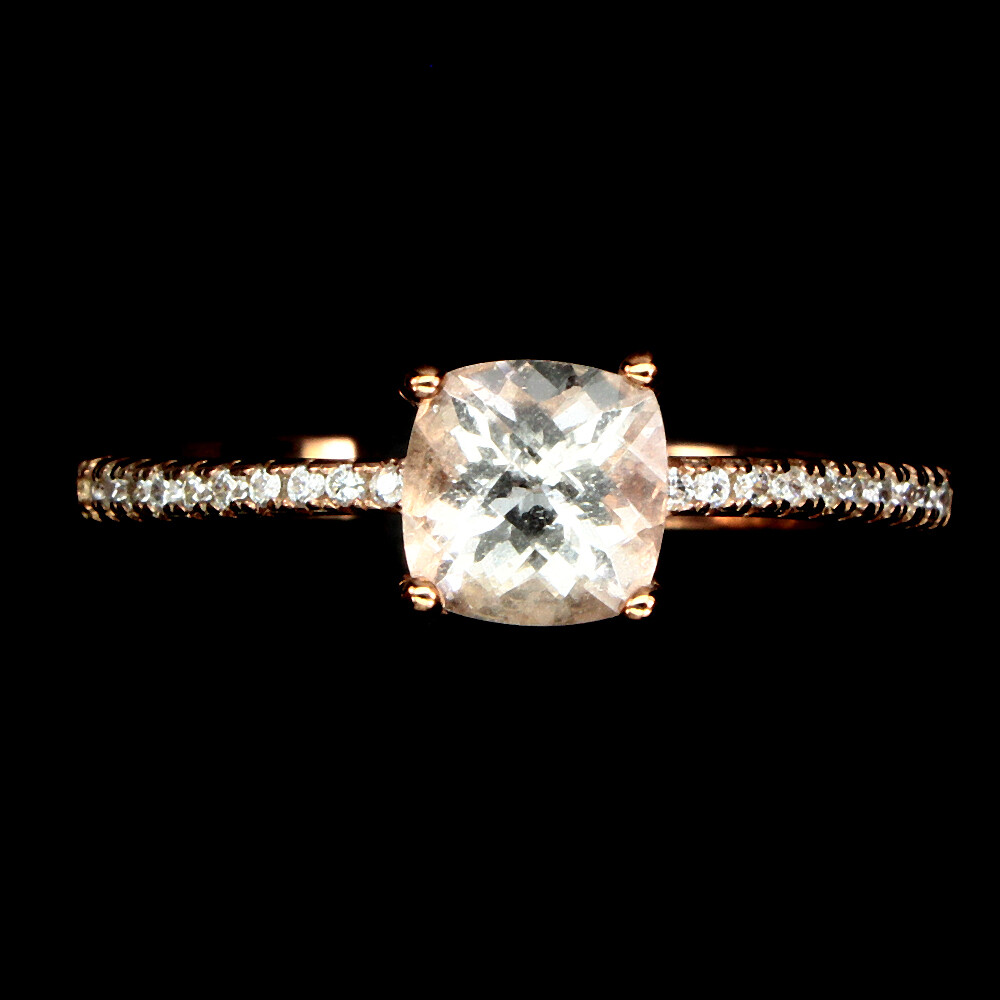 925 Sterling Silver Cushion Pink Morganite 6mm Ring Earrings Necklace