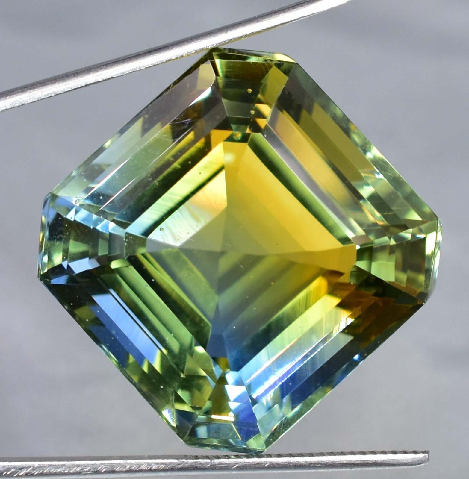 10 Ct Natural Yellow Blue Bi-Color Parti Sapphire CERTIFIED Gemstone Asscher