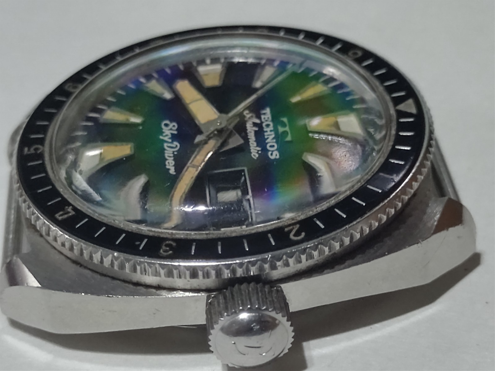 VINTAGE TECHNOS SKY DIVER 250m ORIGINAL DIAL BEZEL 38MM CA 1960s