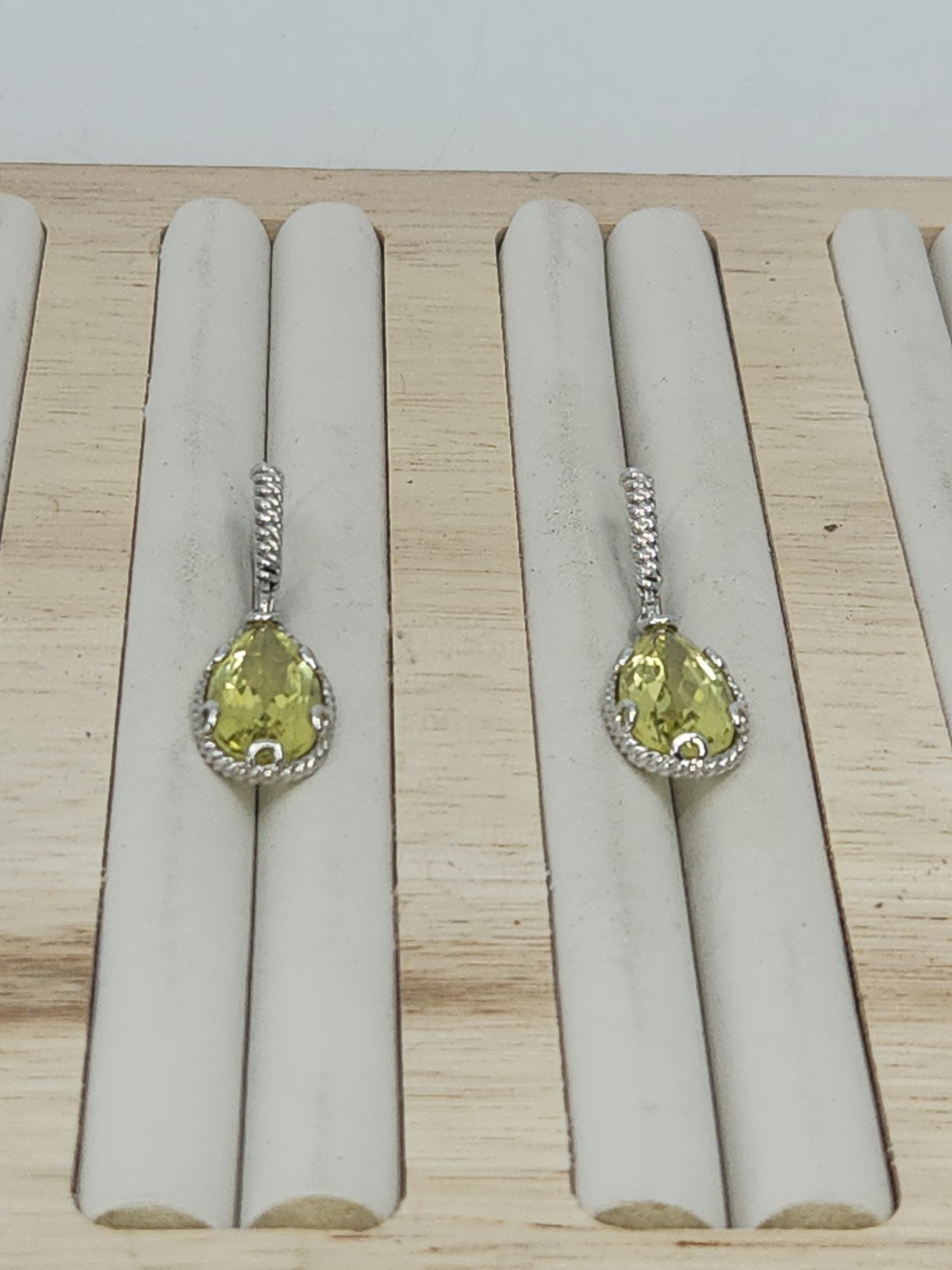 Anthony Nak Atelier 925 Sterling Silver Lemon Quartz Leverback Earrings 35mm
